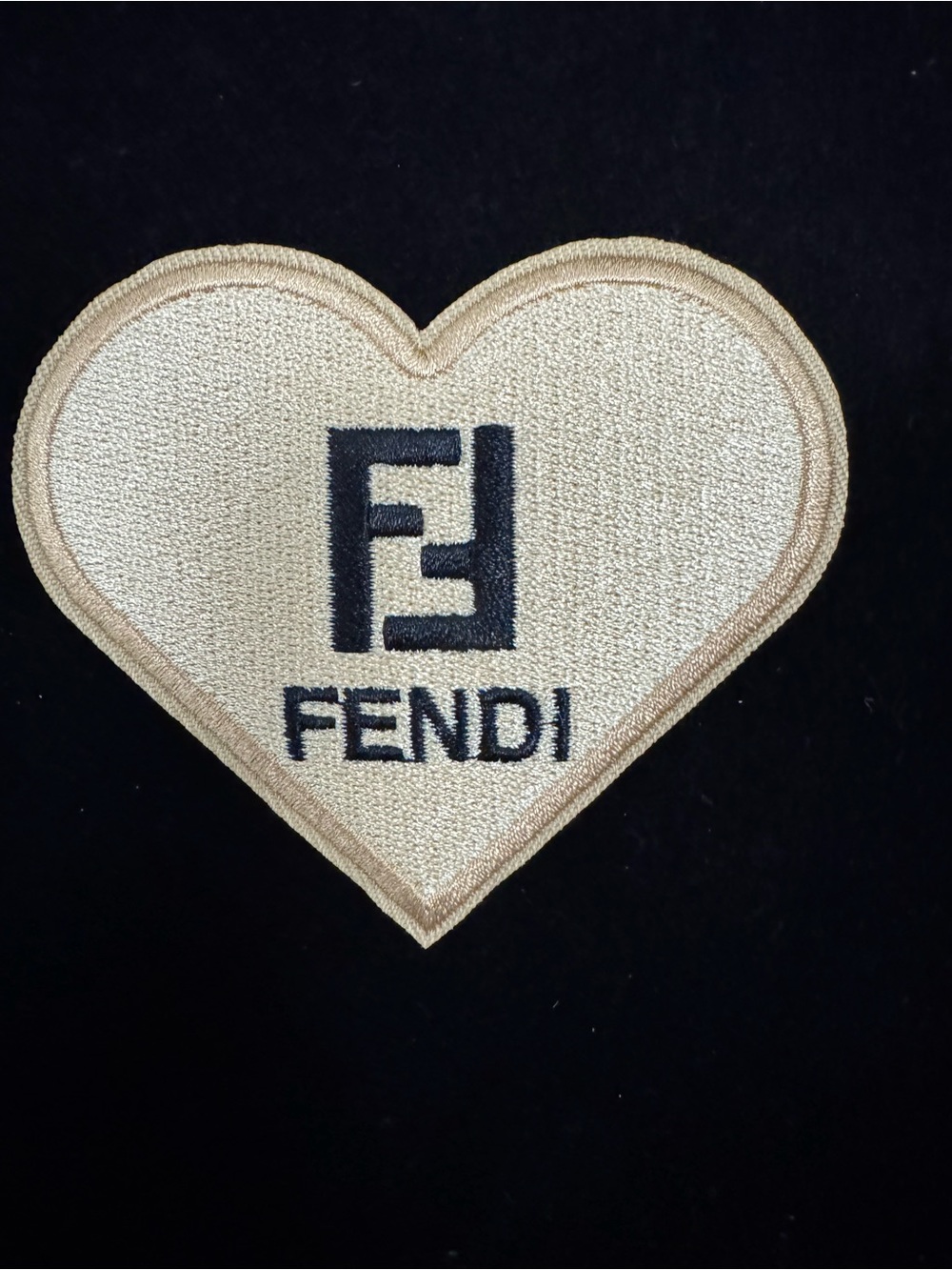 Fendi Beige Heart Patch with Black Logo